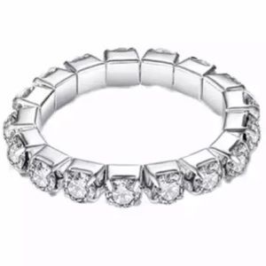 Rhinestone ring for finger or toes stackable silver diamond stretchy toe ring
